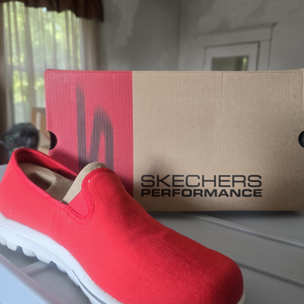 Skechers Performance Red Canvas Slip-Ons